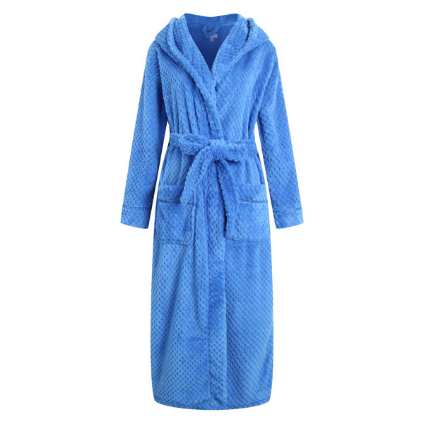 Alwyn Home RH Robe Bath Plush Women's Fleece Long Hooded Luxury Soft